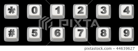 Computer keyboard key NUMBERS 3D 44639627