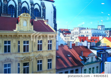 castle in czech republic / panoramic view ancient medieval castle in czech republic, tourist site of history 44640681