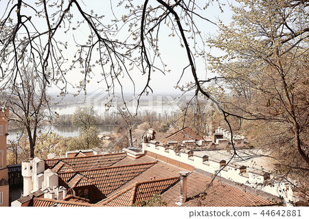 castle in czech republic / panoramic view ancient medieval castle in czech republic, tourist site of history castle in czech republic / panoramic view ancient medieval castle in czech republic, tourist site of history 44642881