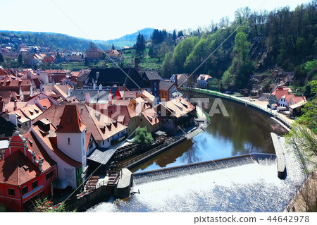 Czech krumlov landscape / travel tourism in the czech republic, panoramic view of the Czech city of Krumlov Czech krumlov landscape / travel tourism in the czech republic, panoramic view of the Czech city of Krumlov 44642978