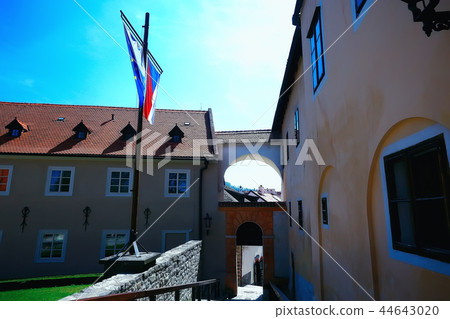 castle in czech republic / panoramic view ancient medieval castle in czech republic, tourist site of history 44643020