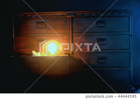 antique chest of drawers / background wooden boxes with handles in vintage wooden furniture wardrobe 44644595