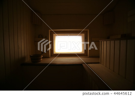 sauna, wooden interior baths, wooden benches and loungers accessories for sauna, spa complex in the hotel sauna, wooden interior baths, wooden benches and loungers accessories for sauna, spa complex in the hotel 44645612