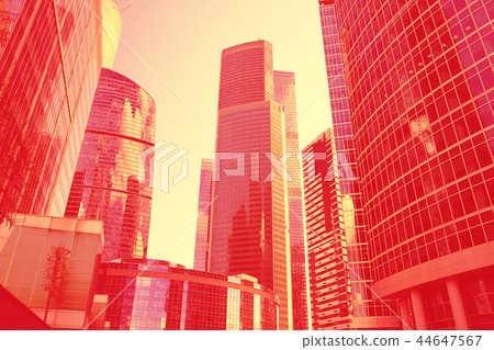 sunset in the city on the background of skyscrapers sunset in the city on the background of skyscrapers 44647567