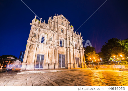 Beautiful old architecture building with ruin of st pual church 44656053