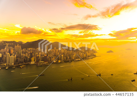 Beautiful colorful sunset in hong kong city skyline 44657135