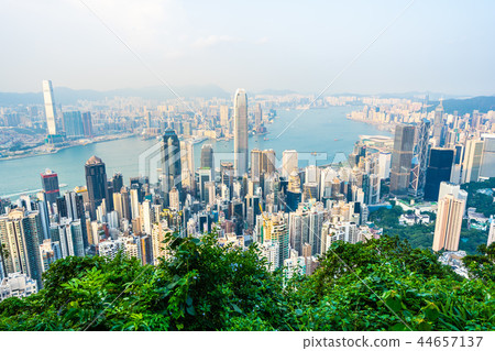 Beautiful architecture building exterior cityscape of hong kong city skyline 44657137