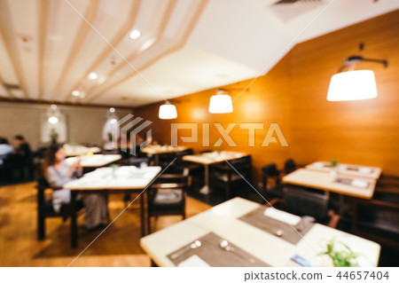 Abstract blur and defocused breakfast buffet in hotel restaurant and coffee shop cafe interior 44657404