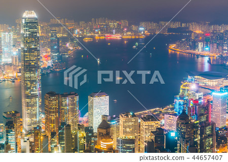 Beautiful architecture building exterior cityscape of hong kong city skyline 44657407