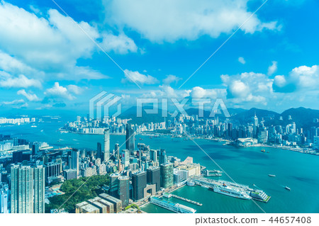 Beautiful architecture building exterior cityscape of hong kong city skyline Beautiful architecture building exterior cityscape of hong kong city skyline 44657408