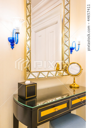 Beautiful luxury dressing table with big mirror and chair decoration Beautiful luxury dressing table with big mirror and chair decoration 44657411
