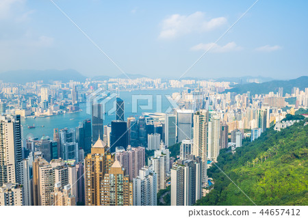 Beautiful architecture building exterior cityscape of hong kong city skyline Beautiful architecture building exterior cityscape of hong kong city skyline 44657412
