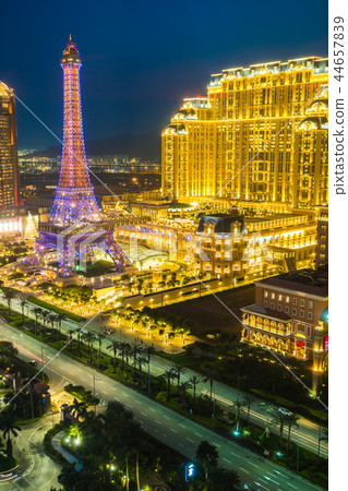 China, Macau - September 10 2018 - Beautiful eiffel tower landmark of parisian hotel and resort in macau city 44657839
