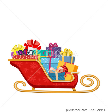 Santa claus sleigh with gifts 44659941