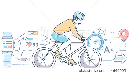 Cycling - colorful line design style vector illustration 44660905