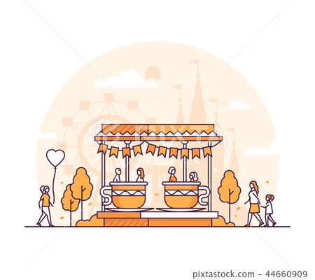 Carousel - thin line design style vector illustration 44660909