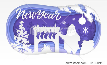 New Year - modern vector paper cut illustration New Year - modern vector paper cut illustration 44660949