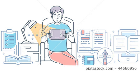 Literature - colorful line design style vector illustration 44660956