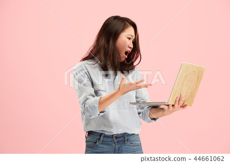 Businesswoman with laptop. Love to computer concept. Businesswoman with laptop. Love to computer concept. 44661062
