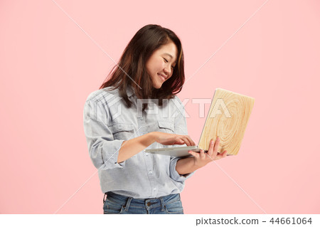 Businesswoman with laptop. Love to computer concept. 44661064
