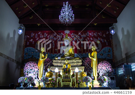 Buddha statues and murals in Wat Yai Chaimongkol Buddha statues and murals in Wat Yai Chaimongkol 44661159
