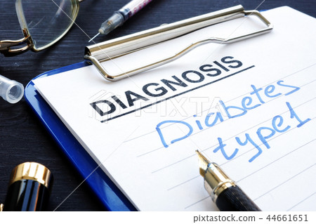 Diabetes type 1 written in medical report. Diabetes type 1 written in medical report. 44661651