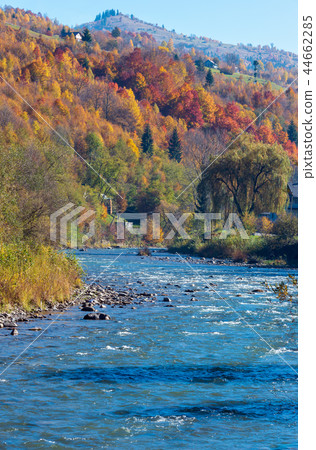 Autumn Carpathian mountain river (Ukraine). 44662285