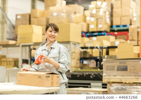 Logistics Warehouse Working people Packaging work 44663266