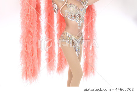 Feather Wings with colorful decorative costume sexy for dancer cabaret Show girl on isolated white background 44663708