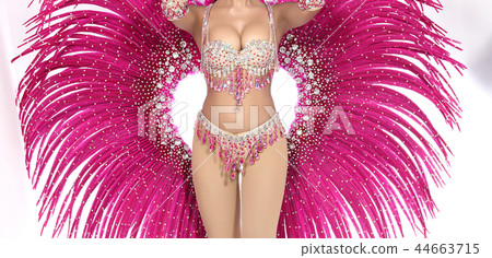 Feather Wings with colorful decorative costume sexy for dancer cabaret Show girl on isolated white background 44663715