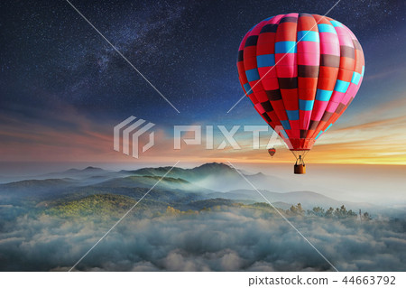 Colorful balloons flying in the sky 44663792