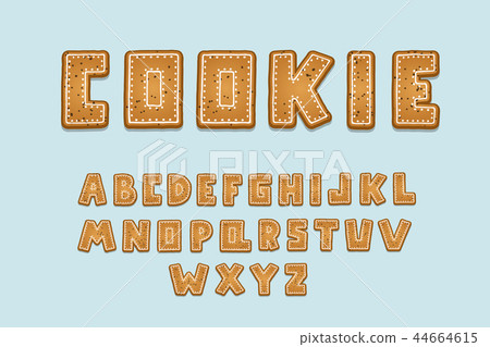 Alphabet cookie design. Upper case English letters. Bold font clip art, typography style. Hand drawn Alphabet cookie design. Upper case English letters. Bold font clip art, typography style. Hand drawn 44664615