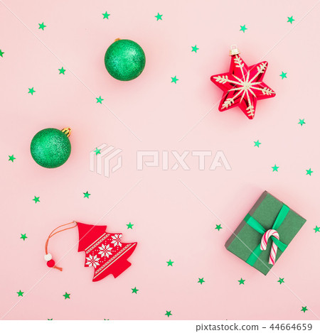 Christmas composition. Gift box, toys Christmas composition. Gift box, toys 44664659