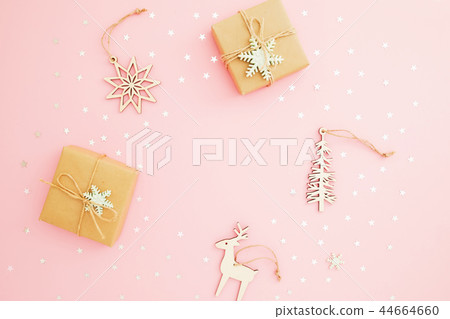 Christmas composition. Gift box, decoration toys 44664660