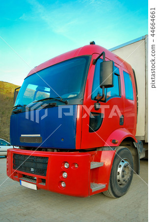 Red cargo truck Red cargo truck 44664661