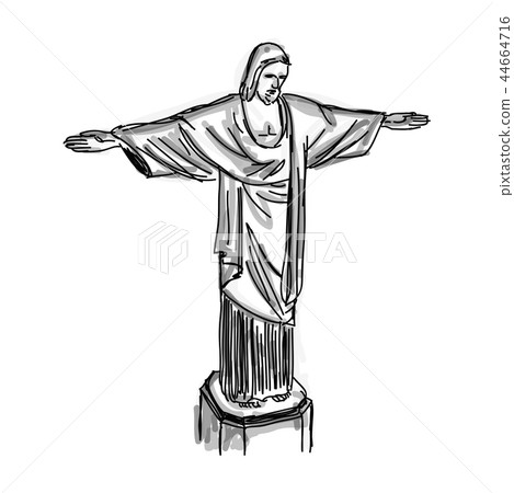 Doodle sketch of Christ the Reedemer in Brazil 44664716