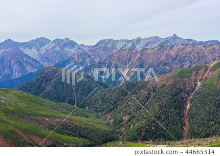 北阿爾卑斯山變換,Yokotdake地區鳥瞰圖 北阿爾卑斯山變換,Yokotdake地區鳥瞰圖 44665314