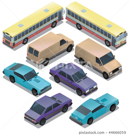 set of isometric urban transportation, cars 44666059
