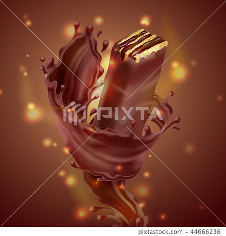 banner with chocolate waffle and splash 44666236
