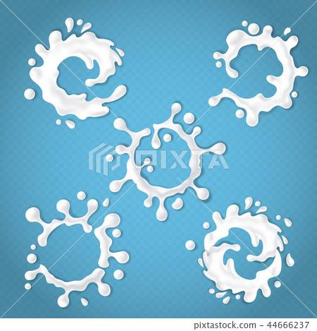 set of realistic milk or yogurt splashes 44666237