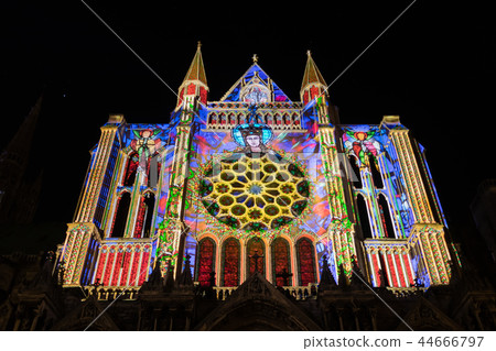 Building facade light festival Chartres 44666797