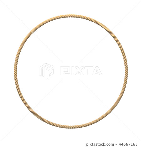 3d rendering of an isolated beige rope making a complete circle on a white background. 3d rendering of an isolated beige rope making a complete circle on a white background. 44667163