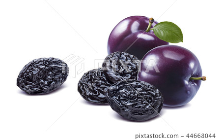 Fresh and dry purple plum isolated on white 44668044