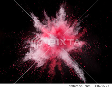 Colored powder explosion on black background. 44670774