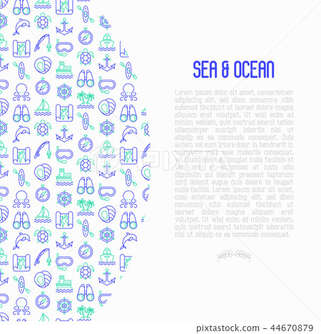 Sea and ocean journey concept with thin line icons 44670879