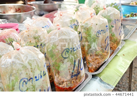 Salad spicy minced pork blood 44671441