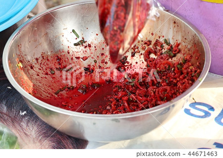 Salad spicy minced pork blood 44671463