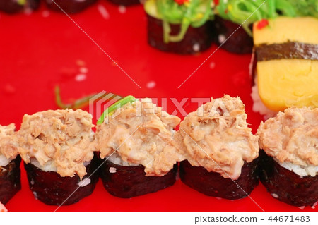 Tasty sushi at street food Tasty sushi at street food 44671483