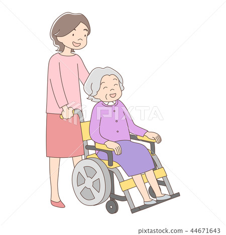 Wheelchair _ Grandma and Daughter - Stock Illustration [44671643] - PIXTA