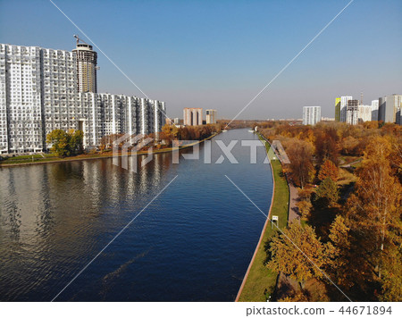 view from above Moscow Canal in Khimki, Russia view from above Moscow Canal in Khimki, Russia 44671894